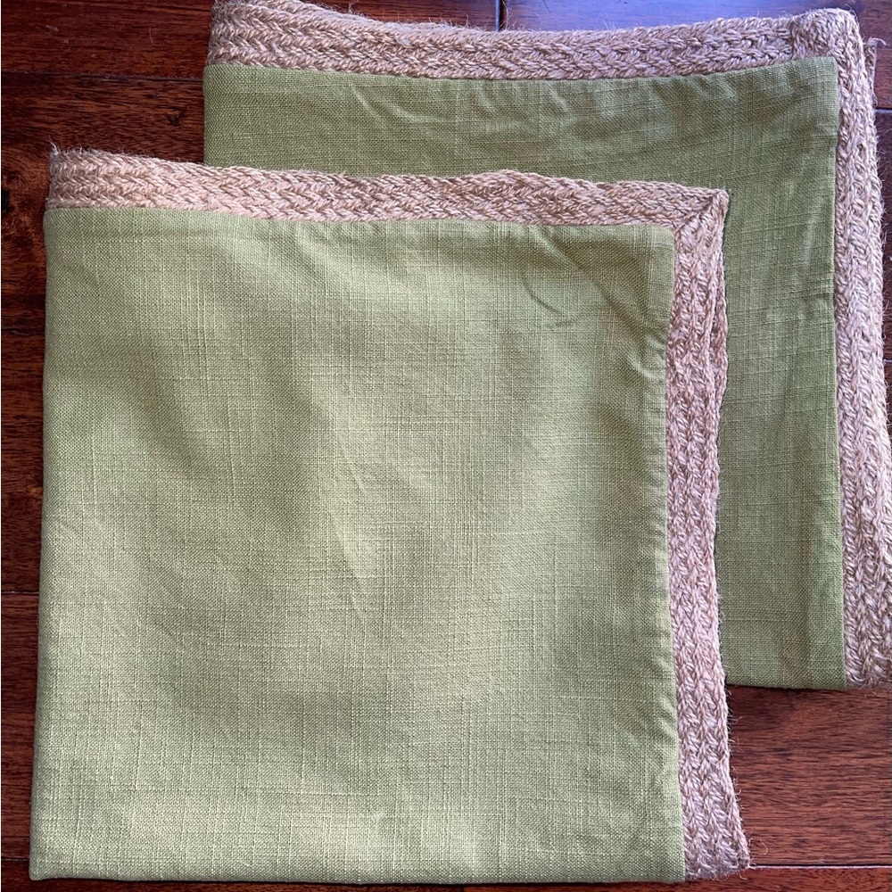 Pier 1 Green Color 100% Cotton 2 Pillow Covers.
Size 24”x24”